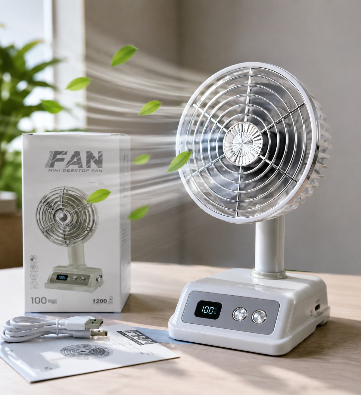 Powerful Mini Fan — কমপ্যাক্ট ডিজাইনের অফিস ডেস্ক বা পড়ার টেবিলের জন্য বেস্ট।